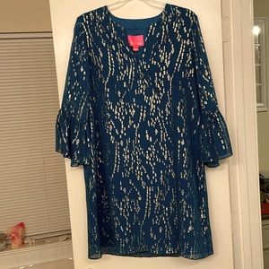 Lilly Pulitzer//Elenora Silk Dress in Inky Tidal Fish Clip Chiffon//Size M
